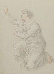 Diz Çöken Priscilla Figürü Çalışması by Edward Francis Burney