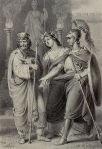 Bir Tapınağın Çevresinde bir Rahibe hitap eden bir kadın eşliğinde savaşçı by Edward Francis Burney