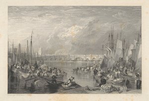 Eski Londra Köprüsü ve Çevresi by Edward Goodall
