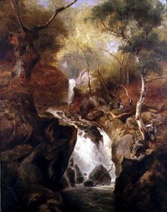 Bir Woodland içinden şelale by Edward Henry Holder