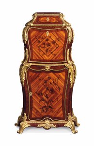 Petit secretaire abattant, 1860 dolayları (kral ağacı, lale ağacı ve amaranth kakma ile ormolu) by Edward Holmes Baldock