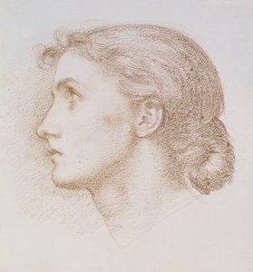 Genç bir kadının baş çalışması, 1880 dolayları (kağıt üzerinde tebeşir) by Edward John Poynter
