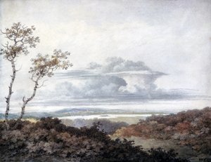 Daha sonra Luke Howard (1772-1864) tarafından yapılan bulut çalışmaları ile kırsal manzara c.1808-11 (kağıt üzerinde wc)