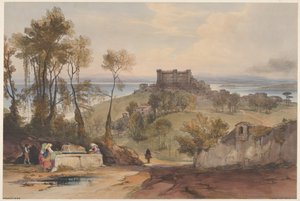 Roma ve Çevresinden Bracciano Manzaraları, levha 2, 1841. by Edward Lear