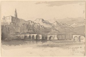 Uzakta Dağlar Olan Köprü (Ventimiglia) by Edward Lear