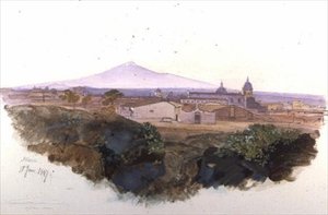 Katanya: 1847 (kalem, mürekkep ve guaj) by Edward Lear