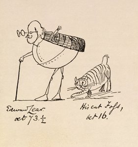 Edward Lear 73 Buçuk Yaşında ve Kedisi Foss, 16 Yaşında by Edward Lear