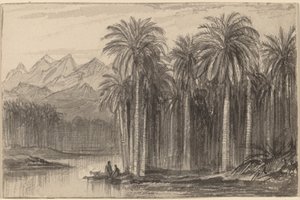 Palmiye Koruluğundan Kanoyla Çıkan Figürler (Wady Feiran) by Edward Lear