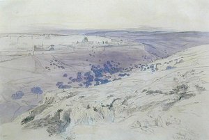 Kudüs, 24-28 Nisan 1858 (kağıt üzerine kalem, mürekkep ve sulu boya) by Edward Lear