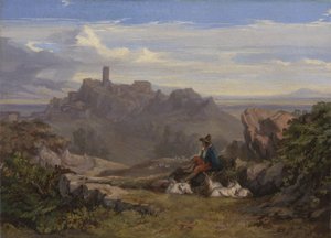 Keçi Çobanlı Manzara, 1842 dolayları by Edward Lear