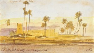 Wady Halfeh yakınlarında, 17:30, 6 Şubat 1867 (mürekkep ve wc) by Edward Lear
