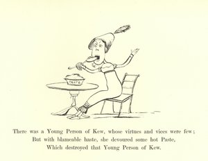 Erdemleri ve kusurları az olan bir Kew Genç Kişi vardı. by Edward Lear