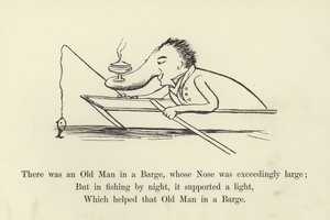 Bir mavnada burnu fazlasıyla büyük olan yaşlı bir adam vardı. by Edward Lear