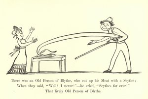 Etini bir Tırpanla kesen Yaşlı bir Blythe Kişisi vardı. by Edward Lear