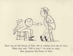 Yürürken sadece topuğunu kullanan Yaşlı bir Anlaşma Kişisi vardı. by Edward Lear