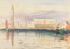 Venedik, Doge Sarayı by Edward Lear