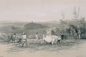 Roma ve çevresinden manzaralar: Subiaco yakınlarındaki bir kasaba olan Roiate by Edward Lear