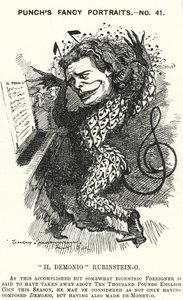 Punch karikatür: Anton Rubinstein, Rus piyanist, besteci ve orkestra şefi (gravür) by Edward Linley (after) Sambourne