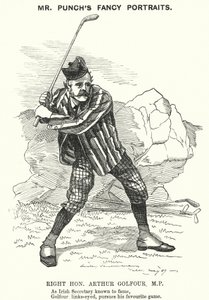 Yumruk karikatür: Arthur Balfour, İngiliz Muhafazakar politikacı ve Başbakan (gravür) by Edward Linley (after) Sambourne
