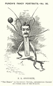 Yumruk karikatürü: Fred Spofforth, Avustralyalı kriket oyuncusu (gravür) by Edward Linley (after) Sambourne