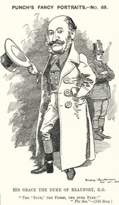 Yumruk karikatür: Henry Charles Fitzroy Somerset, 8 Beaufort Dükü, İngiliz askeri ve Muhafazakar politikacı (gravür) by Edward Linley (after) Sambourne