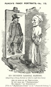 Yumruk karikatür: Henry Edward Manning, İngiliz Kardinal ve Westminster Katolik Başpiskoposu (gravür) by Edward Linley (after) Sambourne