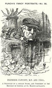 Yumruk karikatür: Henry Fawcett, İngiliz politikacı ve ekonomist (gravür) by Edward Linley (after) Sambourne