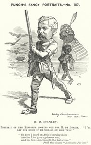 Yumruk karikatür: Henry Morton Stanley, Galli gazeteci ve kaşif (gravür)