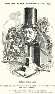 Yumruk karikatürü: James Nasmyth, İskoç mühendis ve buharlı çekicin mucidi (gravür) by Edward Linley (after) Sambourne