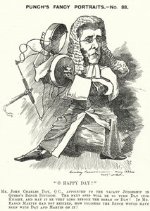 Yumruk karikatür: John Charles Day, İngiliz avukat ve yargıç (gravür) by Edward Linley (after) Sambourne