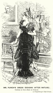 Punch karikatür: Bay Punch'ın Elbise Tasarımları (Doğadan Sonra) - ıstakoz elbisesi (gravür) by Edward Linley (after) Sambourne
