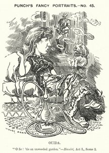 Yumruk karikatür: Ouida (Maria Louise Rame), İngiliz romancı (gravür) by Edward Linley (after) Sambourne