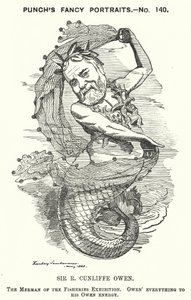 Punch karikatür: Philip Cunliffe-Owen, İngiliz sergi organizatörü ve South Kensington Müzesi Direktörü, Londra (gravür) by Edward Linley (after) Sambourne