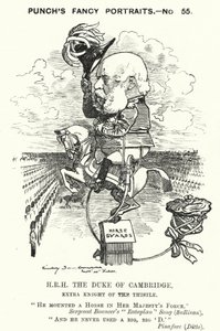 Yumruk karikatür: Prens George, Cambridge Dükü, İngiliz askeri (gravür) by Edward Linley (after) Sambourne