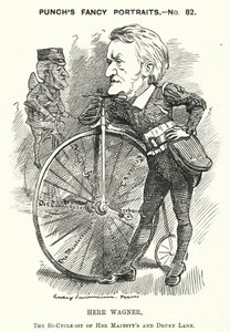 Punch karikatür: Richard Wagner, Alman besteci (gravür) by Edward Linley (after) Sambourne