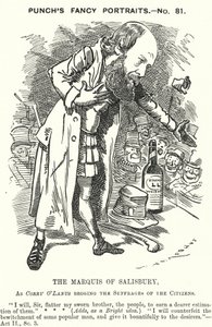 Yumruk karikatür: Robert Gascoyne-Cecil, Salisbury 3. Marki, İngiliz Muhafazakar politikacı (gravür) by Edward Linley (after) Sambourne
