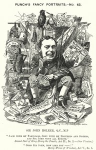 Yumruk karikatür: Sir John Holker, İngiliz avukat ve politikacı (gravür) by Edward Linley (after) Sambourne