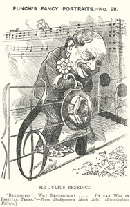 Punch karikatür: Sir Julius Benedict, Almanya doğumlu besteci ve orkestra şefi (gravür) by Edward Linley (after) Sambourne