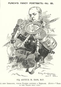 Punch karikatür: Sir Michael Arthur Bass by Edward Linley (after) Sambourne
