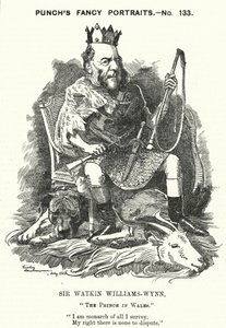 Yumruk karikatür: Sir Watkin Williams-Wynn, 6. Baronet, Galli Muhafazakar politikacı (gravür) by Edward Linley (after) Sambourne