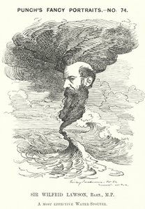 Yumruk karikatürü: Sir Wilfrid Lawson, İngiliz radikal Liberal politikacı ve ölçülülük kampanyacısı (gravür) by Edward Linley (after) Sambourne