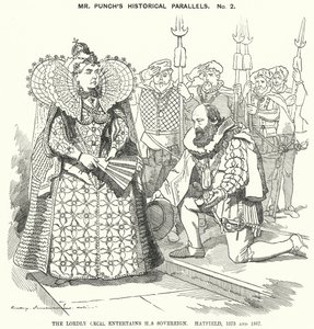 Yumruk karikatürü: Lordly Cecil, Egemeni Hatfield'ı Eğlendirir by Edward Linley (after) Sambourne