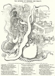 Yumruk karikatürü: Romantizm ve Gerçekliğin Ahtapotu (gravür) by Edward Linley (after) Sambourne