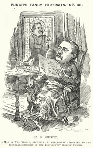 Punch karikatür: Thomas Hay Sweet Estcott, İngiliz gazeteci ve editör (gravür) by Edward Linley (after) Sambourne