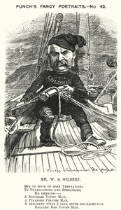 Punch karikatür: WS Gilbert, İngiliz oyun yazarı ve librettist (gravür) by Edward Linley (after) Sambourne
