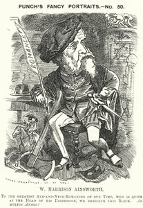 Yumruk karikatür: William Harrison Ainsworth, İngiliz tarihi romancı (gravür) by Edward Linley (after) Sambourne