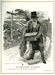 'Hayırsever Otoyolcu', Lloyd George ve Yaşlılık Emekli Sandığı, 'Punch' dergisinden karikatür, 5 Ağustos 1908