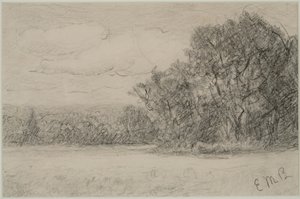 Manzara (#1) c. 1880'ler (kağıt üzerinde grafit) by Edward Mitchell Bannister