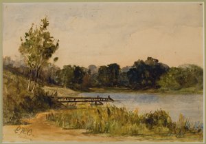Rıhtım ve Su ile Peyzaj (#37), c. 1880 (kağıt üzerine sulu boya) by Edward Mitchell Bannister