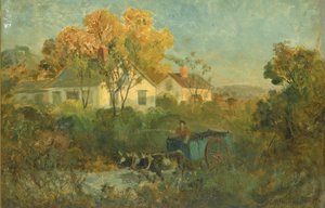 Havuzda öküzlü arabadaki İçme Havuzu adamı, 1895. by Edward Mitchell Bannister